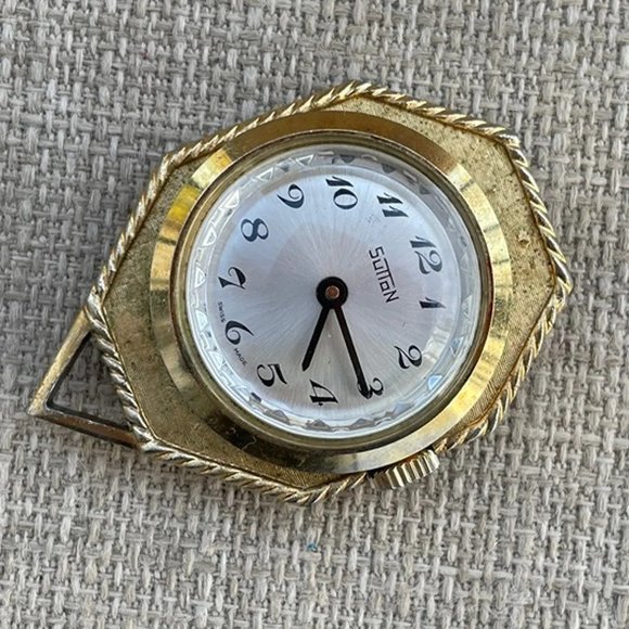Vintage Sutton Watch Necklace Swiss Made Gold Tone Hand Winding Pocket Watch - Picture 2 of 11